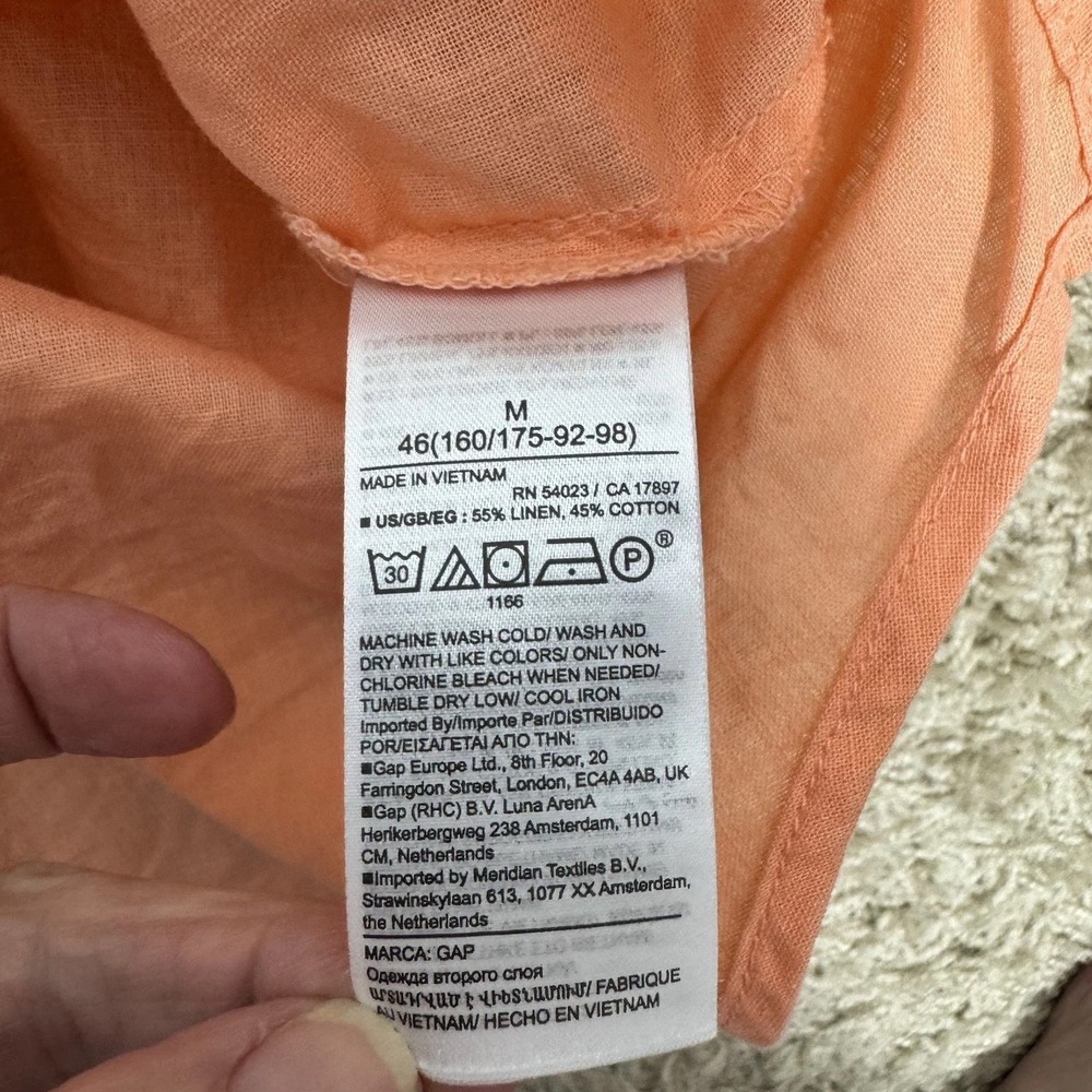 Gap Easy Shirt Orange Linen Blend Long Sleeve Button Up Shirt Women's M Coastal - Picture 9 of 9